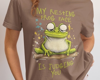 My Resting Frog Face Shirt | Funny Frog Graphic Tee | Comfort Colors Sarcastic Animal Shirt | Cute Amphibian Gift | Judging You T-Shirt