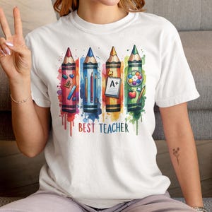 Bestes Lehrer-Shirt | Buntstifte Lehrer Tee | Niedliches Lehrer Geschenk T-Shirt | Zurück zu Schule Lehrer Top | Lehrer Wertschätzung Shirt