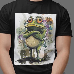 Funny Frog Shirt for Men | Sarcastic Frog Graphic Tee | Comfort Colors Amphibian Shirt | Grumpy Frog Gift | Watercolor Frog T-Shirt