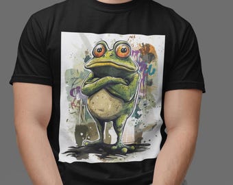 Rolig grodtröja för män | Sarkastisk grodagrafiktröja | Amfibietröja i bekväma färger | Grumpy groda-gåva | Akvarell groda-t-shirt