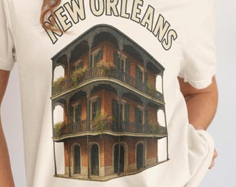New Orleans Vintage Shirt Retro Louisiana Travel Tee French Quarter Grafisch Jazz Stad Souvenir Comfort Kleuren T-shirt