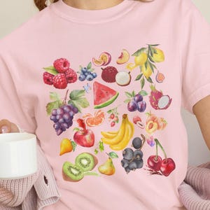 Comfort Colors Cottagecore Fruit Shirt | Strawberry & Lemon Summer Tee | Vintage Botanical Garden T-Shirt | Tropical Vacation Aesthetic