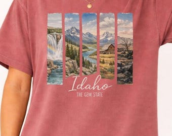 Idaho Shirt, Gem State T Shirt, Idaho Comfort Colors Tee, Vintage Idaho Landscape Shirt, Mountain Nature State Pride Gift