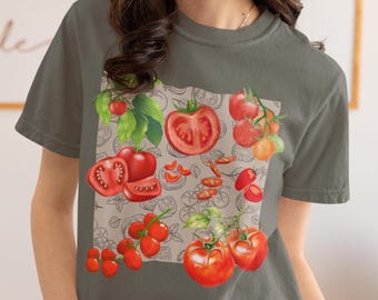 Vintage shirt met tomaat – T-shirt Cottagecore Botanical Garden