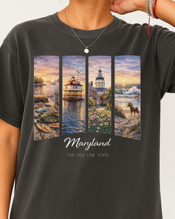 Maryland Old Line State Shirt Coastal Chesapeake Bay Graphic