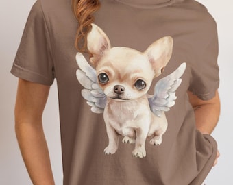 Comfort Colors Chihuahua Angel Shirt – Cute Dog Graphic Tee, Winged Chihuahua T-Shirt, Gift for Dog Lovers, Cottagecore Pet Shirt