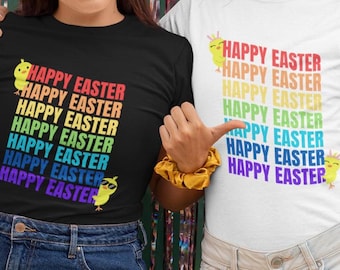 Rainbow 'Happy Easter' T-Shirt | Holiday Chick Tee