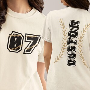 Custom Baseball Name and Number Shirt | Comfort Colors Sports Jersey Tee | Personalized Game Day Shirt | Softball or Football Fan Gift