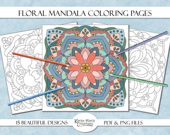 Floral Mandala Coloring Pages: 15 Printable Designs (PDF & PNG Download)