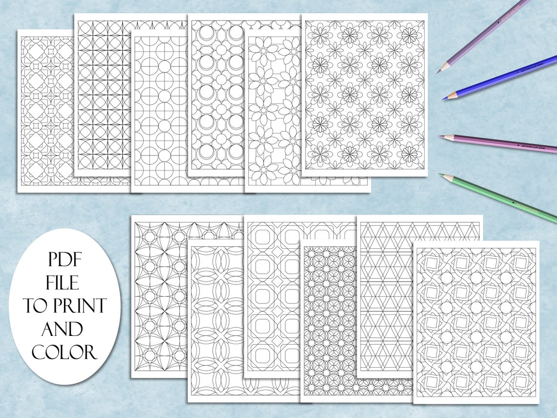 Geometric Coloring Pages, Digital Coloring Page, Printable Coloring ...