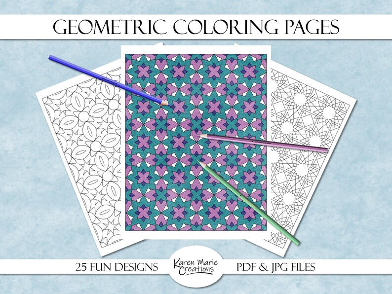 Geometric Coloring Pages, Digital Coloring Page, Printable Coloring ...