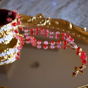 Red Ombre Glass Rosary