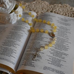 Yellow Our Lady Of Guadalupe Glass Rosary