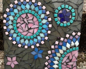 Unicorn Circles Stained Glass Mosaic Wall Art