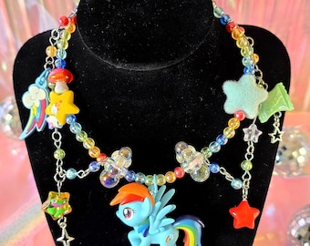 Collier Ponny Kawaii Petit Arc-en-ciel Coloré Y2K 90's Decora Harujuku
