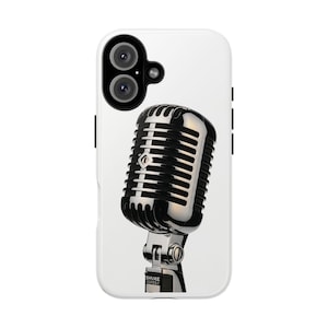 Classic Mic Design iPhone 16 Case, Unique Music Lover Accessory, Durable Cover