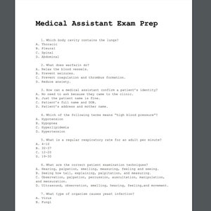 Preparazione all'esame per assistente medico (50 domande) PDF stampabile con chiave delle risposte