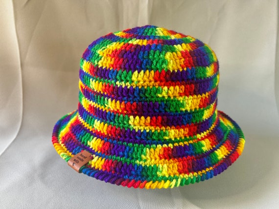 Multicolor Hand Crafted Crochet Bucket Hat Crochet Granny Square Hat, Ready to Ship Colorful Bucket Hat  main image 3