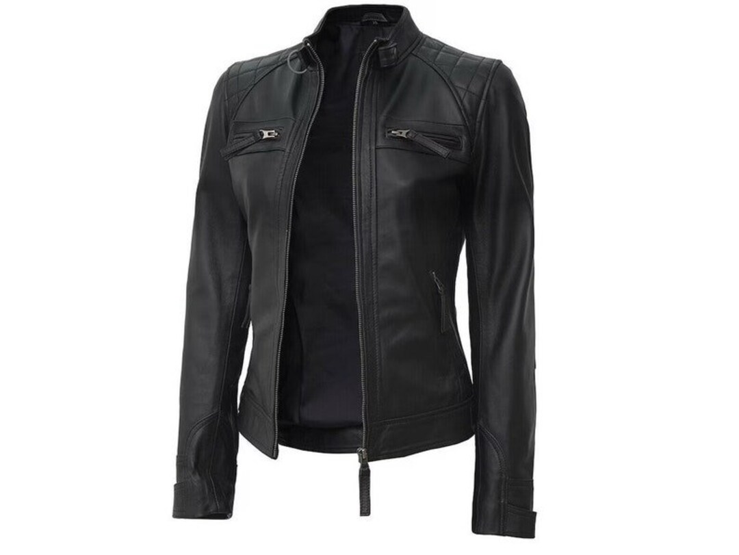 Spring Autumn Synthetic Leather Slim Motorcycle Fashion Jacket for Women