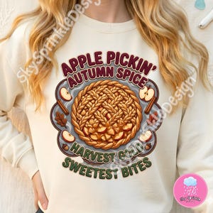 Apple Picking Autumn Spice PNG | Retro Fall Pie Sublimation Graphic (Digital Download)