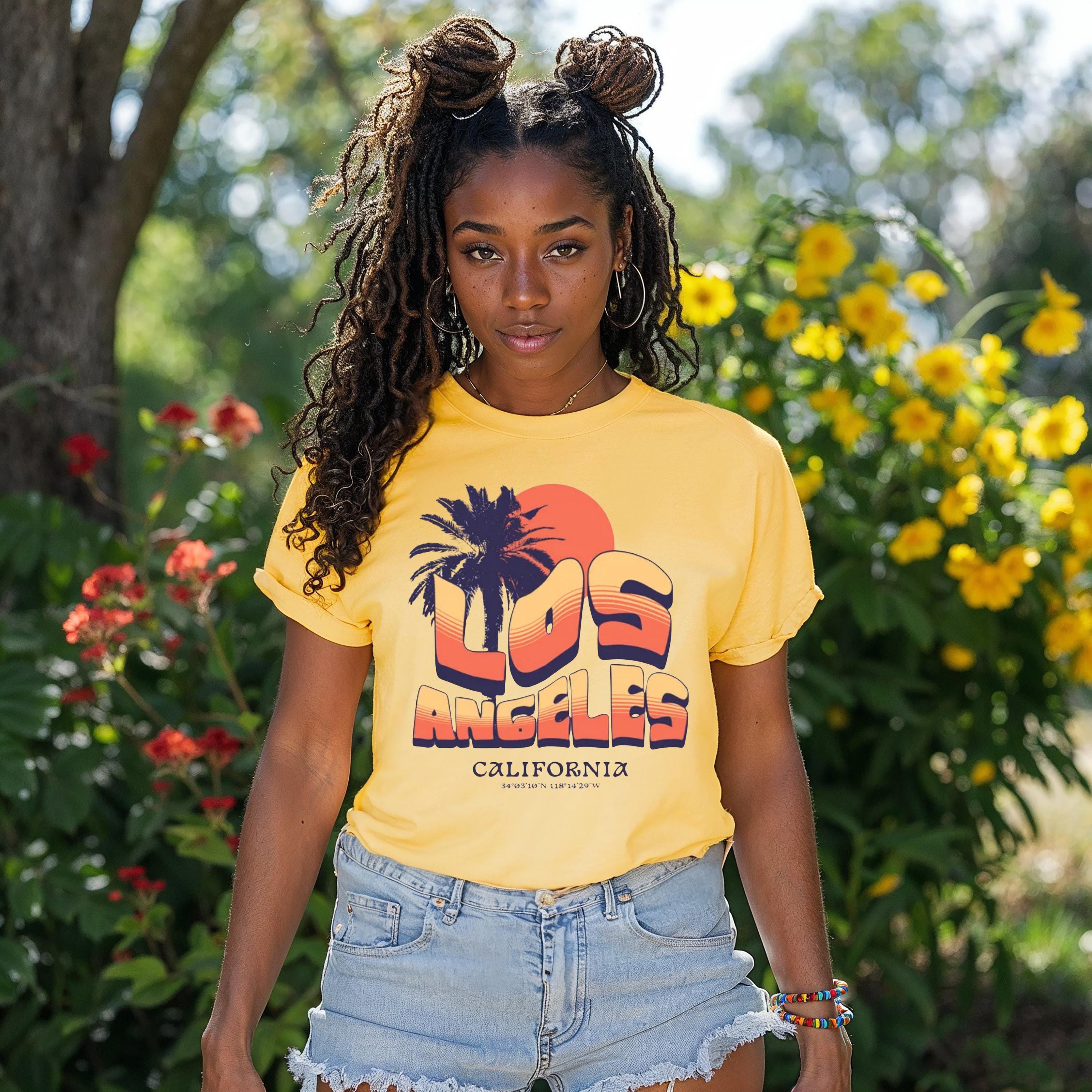 Los Angeles T-Shirt Comfort Colors | Retro LA Tee Vintage Southern California Shirt Sunset Graphic Unisex Gift