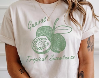 Guava Shirt Tropical Fruit Graphic Tee Hawaiian T Shirt Island Style Heavyweight T-Shirt Retro Fruit TShirt Vintage Island Vacation Clothes
