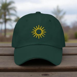 Embroidered Sun Dad Hat Adjustable Baseball Cap Minimalist Gold Embroidery Palm Springs Inspired Resort Style Accessory Gift for Traveler