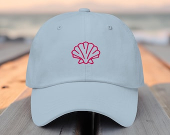 Seashell Embroidered Dad Hat Minimalist Coastal Casual Embroidery Ocean Inspired Baseball Cap Summer Vacation Accessory Gift for Beach Lover