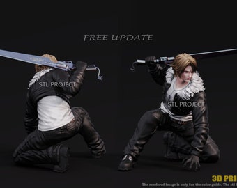 Squall Final Fantasy VIII figure, 3d printed hand painted resin figure