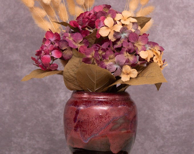 Farmhouse Faux Flower Centerpiece, Cottagecore Neutral Arrangement in Vase, Rustic Table Decor for Living Room or Coffee Table