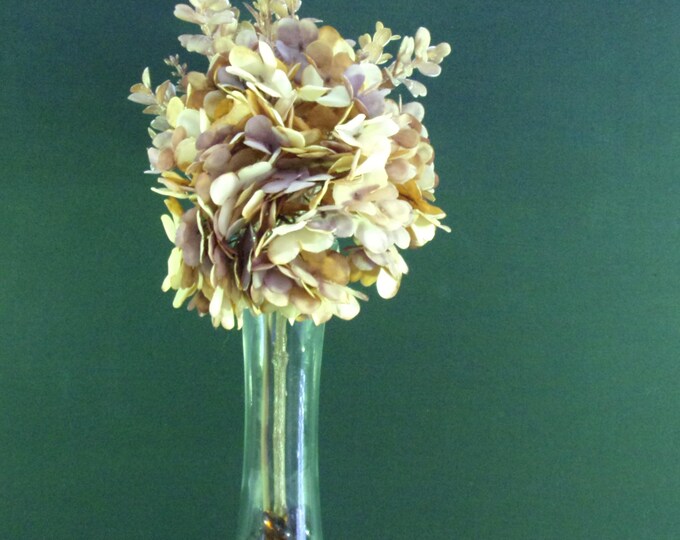 Harvest Hues, Hydrangea, amber Eucalyptus artificial flower arrangement