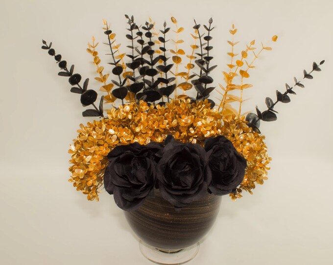 Espresso Glimmer artificial flower arrangement , beautiful accent for any space