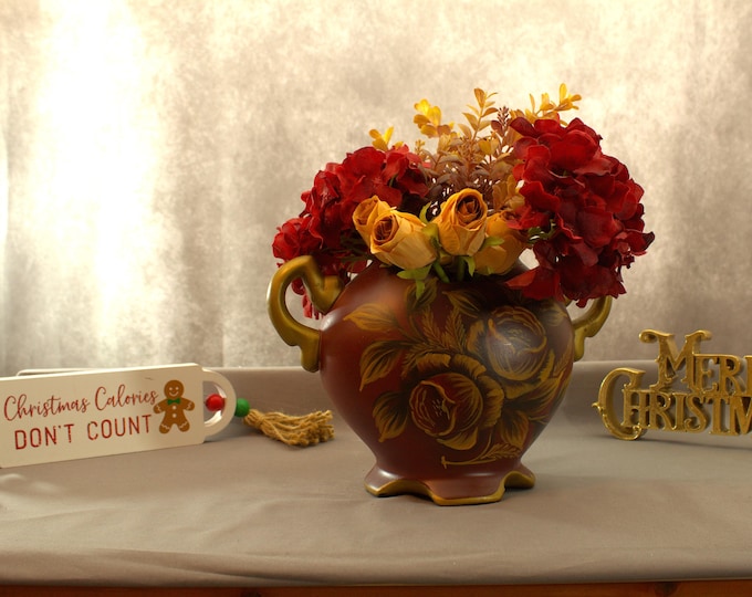 Autumnal Elegance Centerpiece, Hydrangea & Beige Roses, Neutral Fall Artificial Floral Arrangement, Dining Table Decor