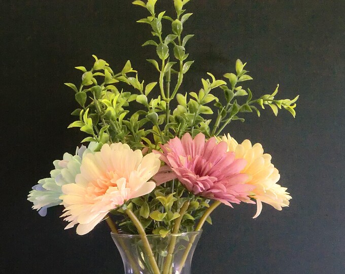 Pastel Party, Multi-colored Sunflowers, Eucalyptus artificial flower arrangement