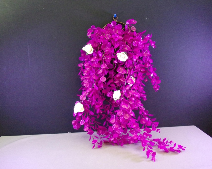 Purple Wisteria and Rose Wall Sconce - Rustic Floral Wall Decor - Artificial Wisteria Vine Sconce with Mini Roses