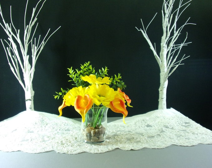 For Love of Yellow, Calla lilies, yellow daisies, and Eucalyptus with beautiful Sandstone in a Glass Vase, artificial flower arrangement