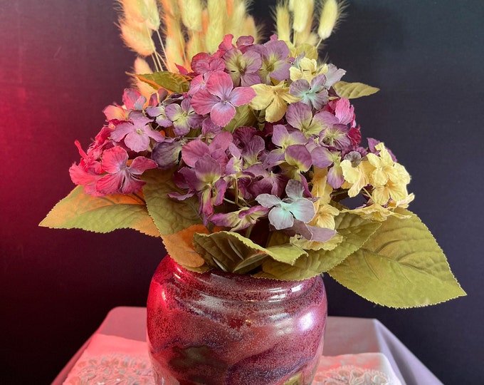 Rustic Blooms, Hydrangea, Cottontails Artificial Flower Arrangement