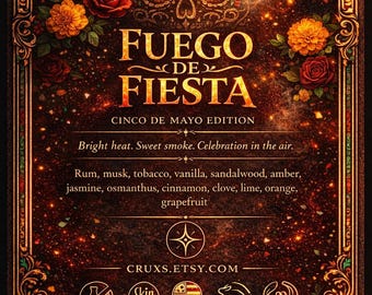 Fuego de Fiesta Oil Perfume, Cinco de Mayo Edition, Smoky Citrus Amber Fragrance (10ml)