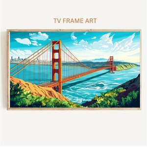 Golden Gate Bridge San Fransisco watercolor Frame Tv Art, Art for Tv Instant Download | Digital Download | Samsung Frame TV Art