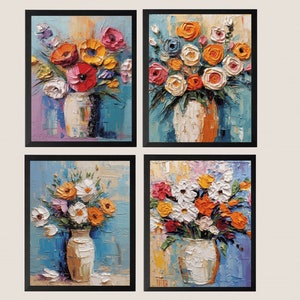 Vibrant Flowers in vase Painting | Floral Art Print | Flower Print | Colorful Farmhouse Decor | Printable Wall Art | Digital Download