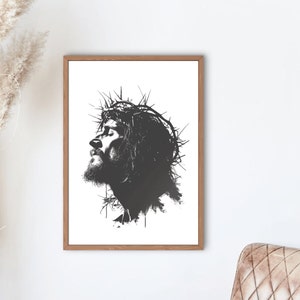 Jesus Christ Poster Print, Jesus Portrait, Christian Wall Art, Home Decor, Religion,  Jesus Christ Vintage Looking Painting 5 sizes