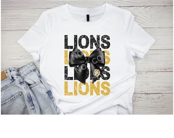 Lions Stacked faux Glitter Mascot PNG File, Digital Download, Football, Cheer, Team