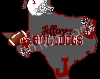 Jefferson Bulldogs Texas PNG File, Digital Download, Football, Cheer, Team