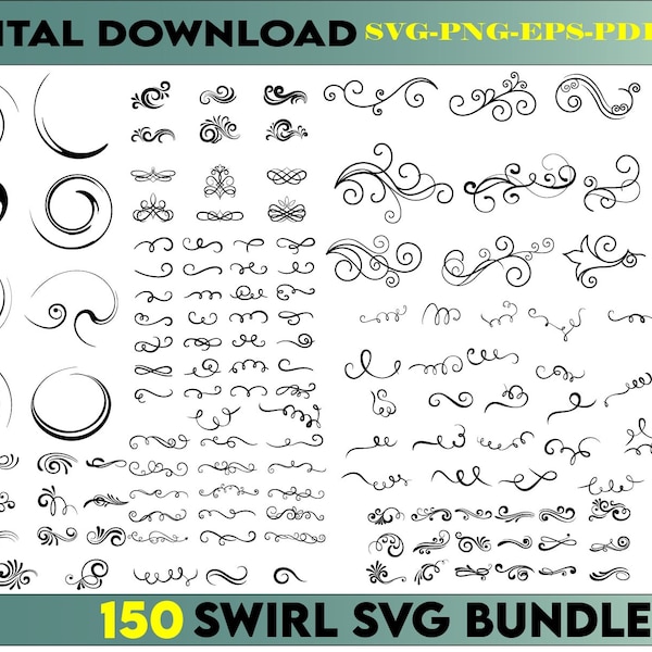 Swirl SVG,Flourish SVG ,Swoosh SVG,Stroke Svg,Ornaments Svg,Decorative Svg,Clipart,Silhouette,Cut file,Cricut