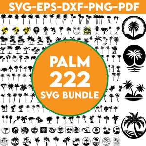 Paquete SVG de palmera - Paquete PNG de palmera - Clipart de palmera - Archivos de corte SVG de palmera para Cricut - Silueta de palmera - Palmeras Svg