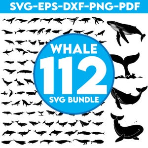 Whale SVG Bundle, Whale dxf, Whale png, Whale eps, Whale vector, Whale cut files, Whale svg,Whale clipart,Sea animals svg,Whale tail svg