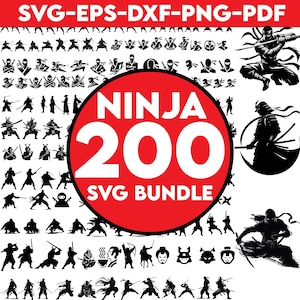 Ninja SVG Bundle, Ninja Cricut, Ninja Silhouette, Ninja Cut File, Ninja SVG, Cartoon Ninja Svg, Ninja Clipart, Instant Download, Png, Vector