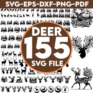 Deer in the Forest svg, Deer Cut Files For Cricut, Deer Clipart, Forest Svg, Wilderness Svg, Forest Bundle svg, Deer Head Svg