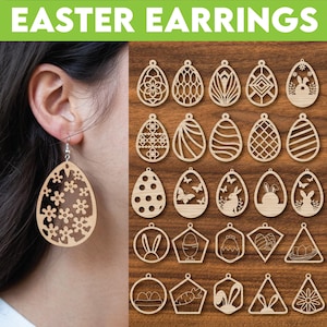 Easter Earring SVG, Easter Earring SVG Files for Silhouette . Easter Egg Svg, Bunny Earring Svg,Earrings Svg, Earrings Template SVG