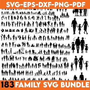Family SVG PNG Bundle, Family Clipart, Fathers Day svg,  Family Silhouette, Family SVG Cut Files for Cricut ,Father and Children svg,